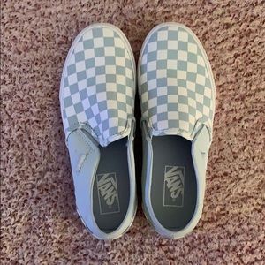 Blue Checkered Slip On Vans